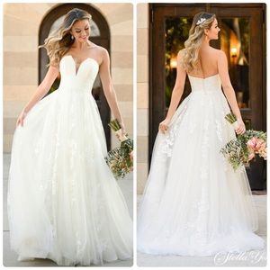 Stella York Strapless Sweetheart Ivory Lace Ball Gown